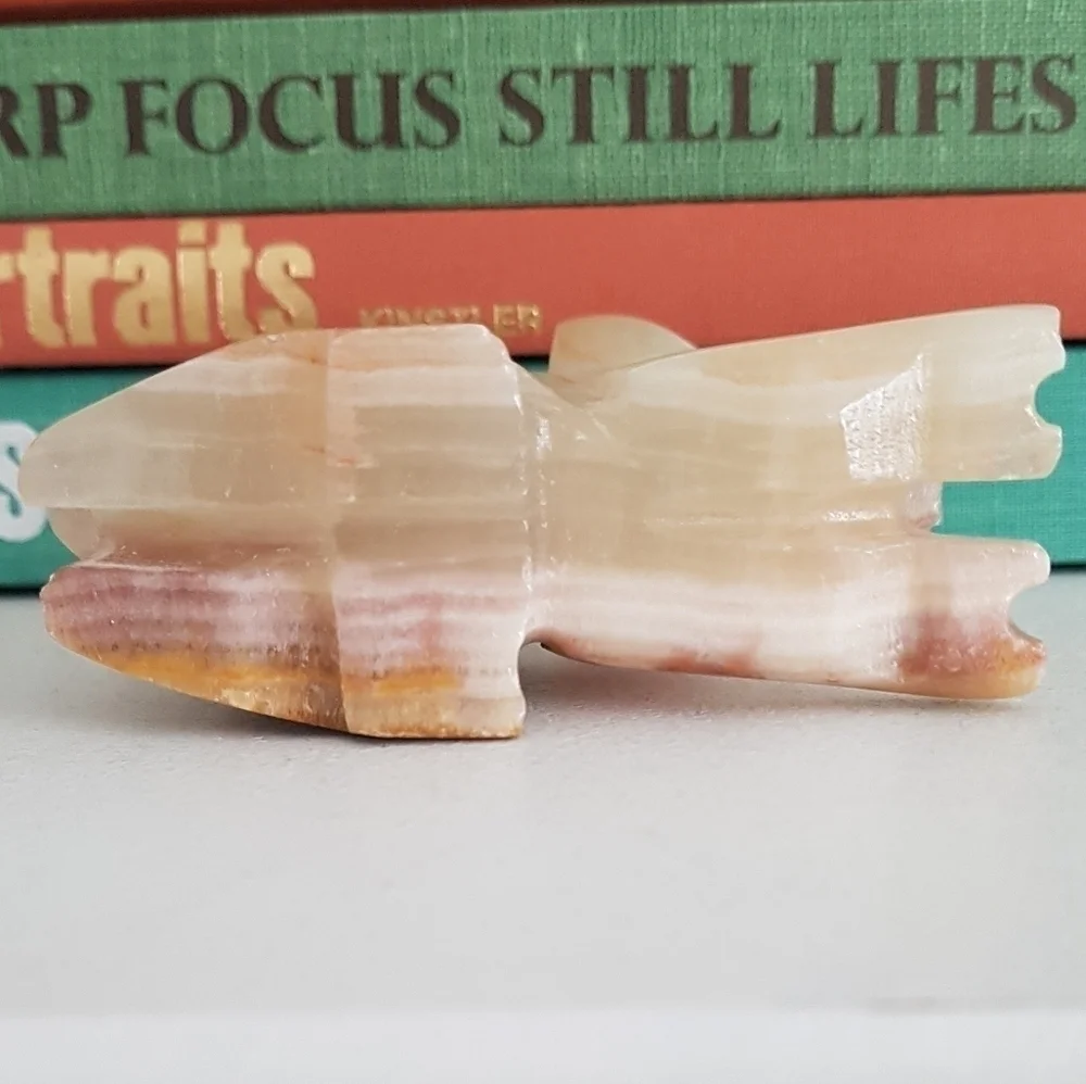 Vintage Onyx Stone Rabbit Figurine | Hand Carved Mini Animal Sculpture - Picture 6 of 8